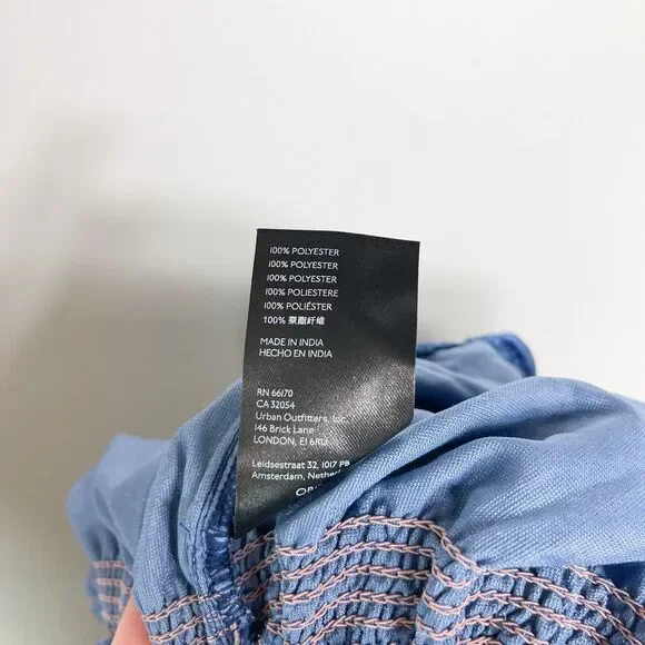 Free People NWT Easy To Love Embroidered Smocked Shift Blue Dress Size XS - Picture 5 of 6